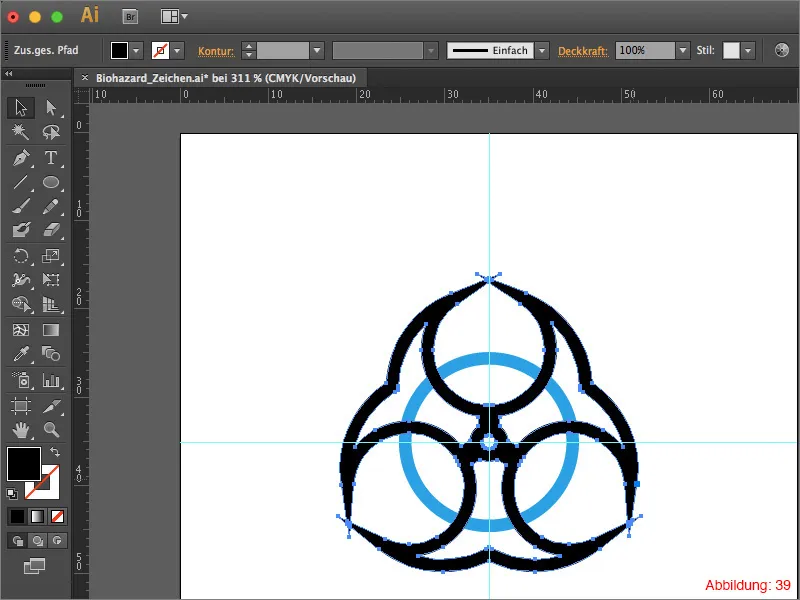 Membuat rambu peringatan menggunakan Adobe Illustrator.