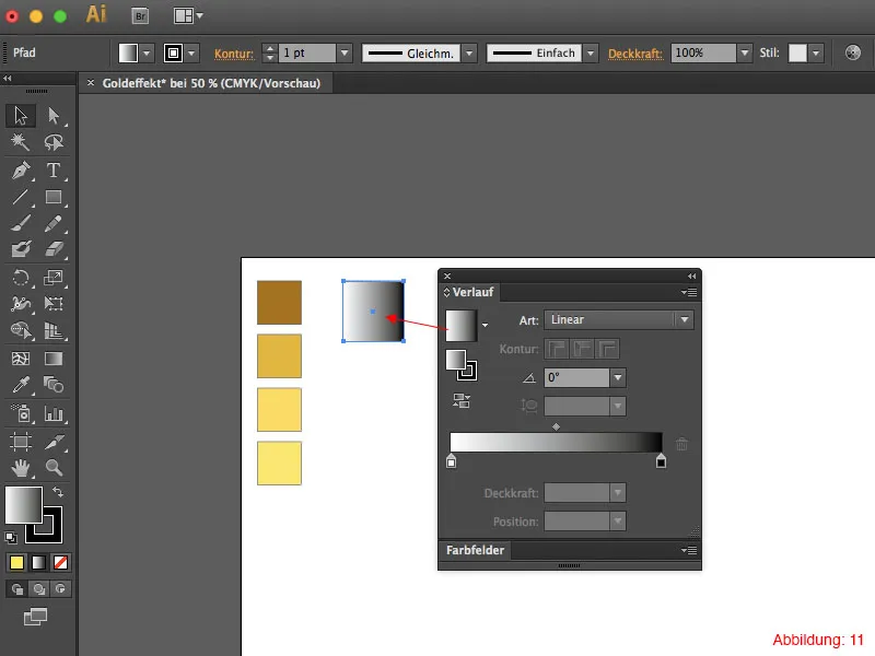 Adobe Illustrator - Zlatý efekt na textu