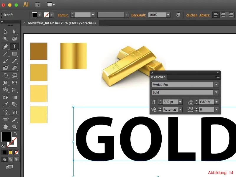 Adobe Illustrator – Zlatý efekt na text