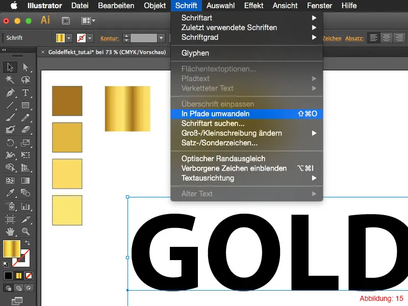 Adobe Illustrator - Gylden effekt på tekst