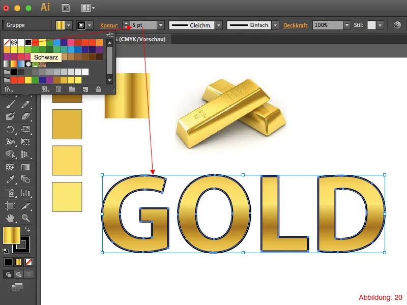 Adobe Illustrator - Gold effect on text