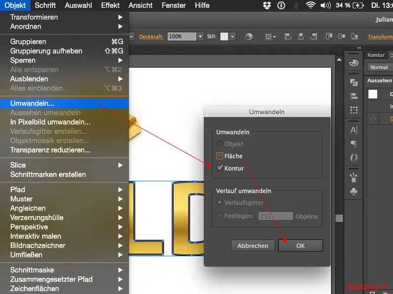 Adobe Illustrator – Goldeffekt auf Schrift