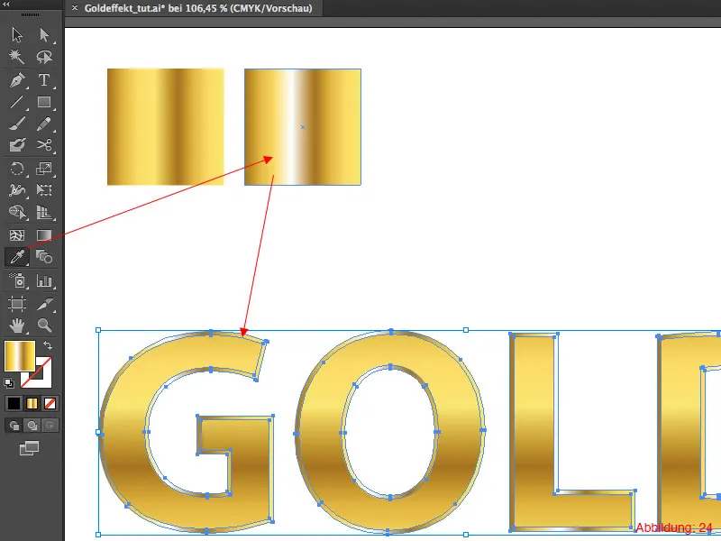 Adobe Illustrator - Gold effect on text