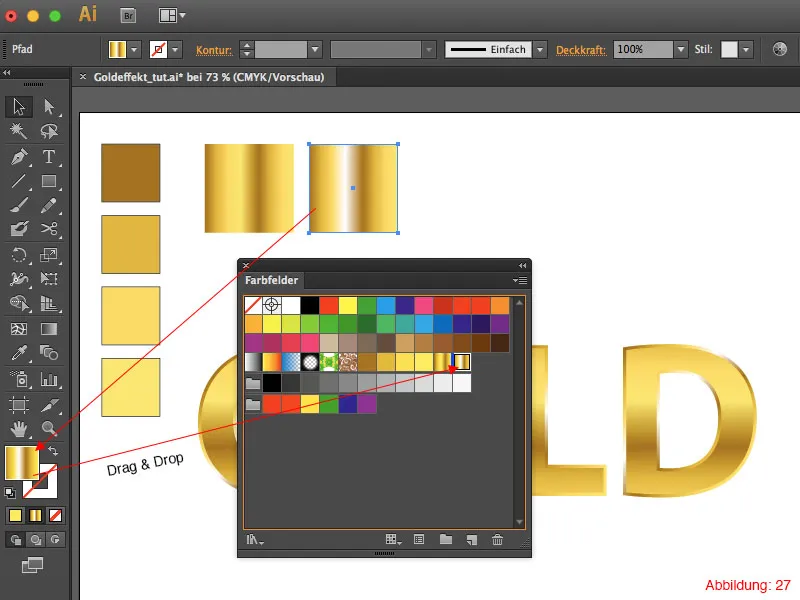 Adobe Illustrator – Kultatehoste tekstiin