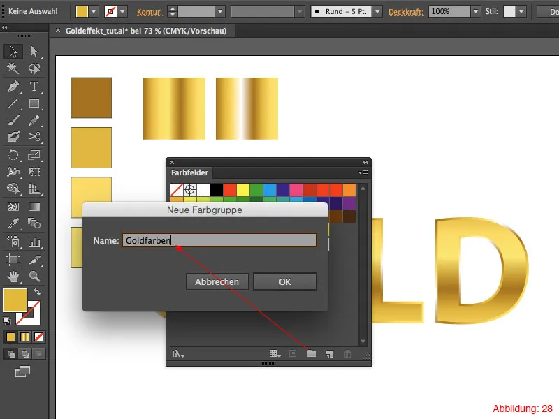 Adobe Illustrator – Goldeffekt auf Schrift