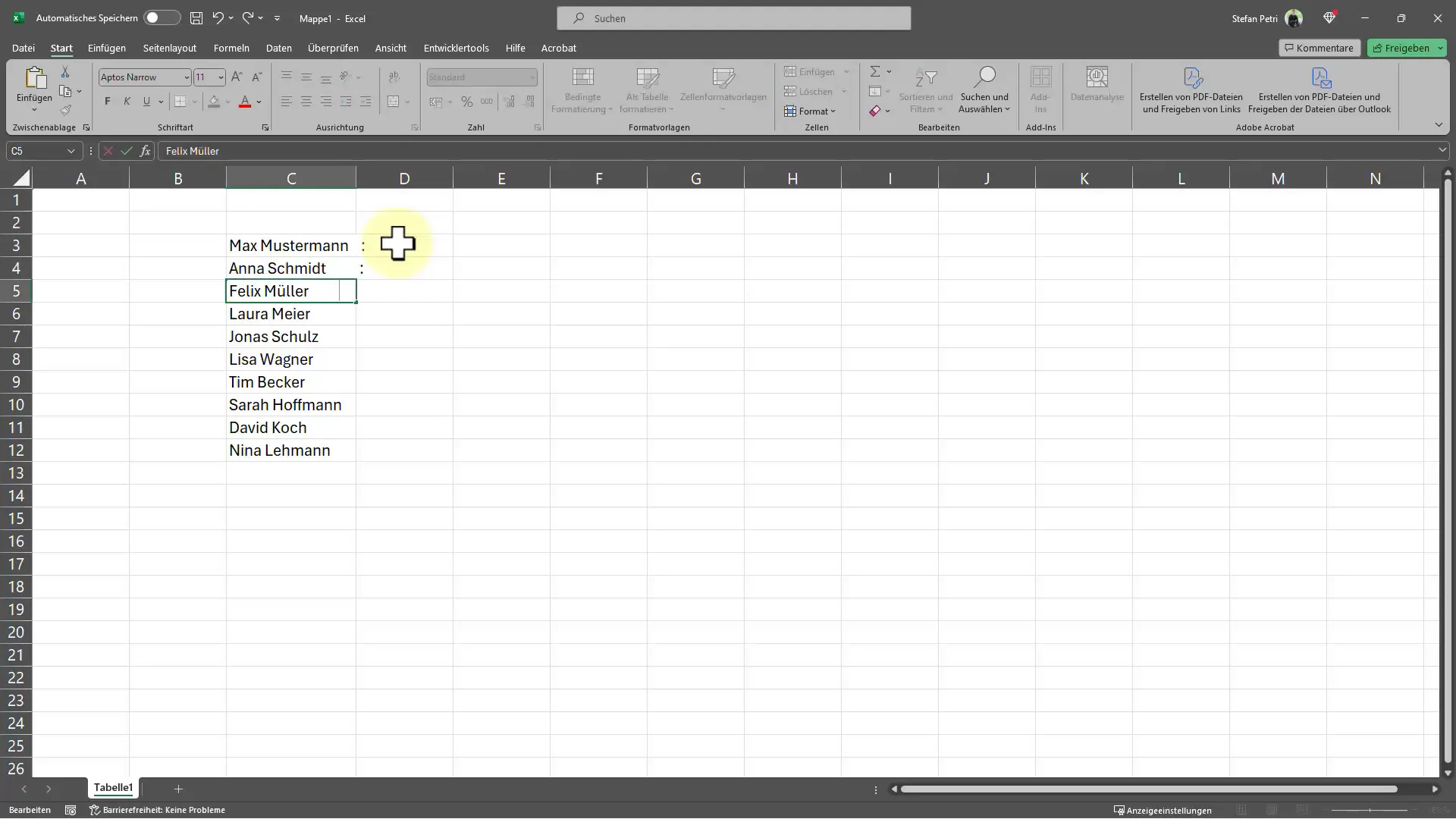 Inserción eficiente de dos puntos en Excel