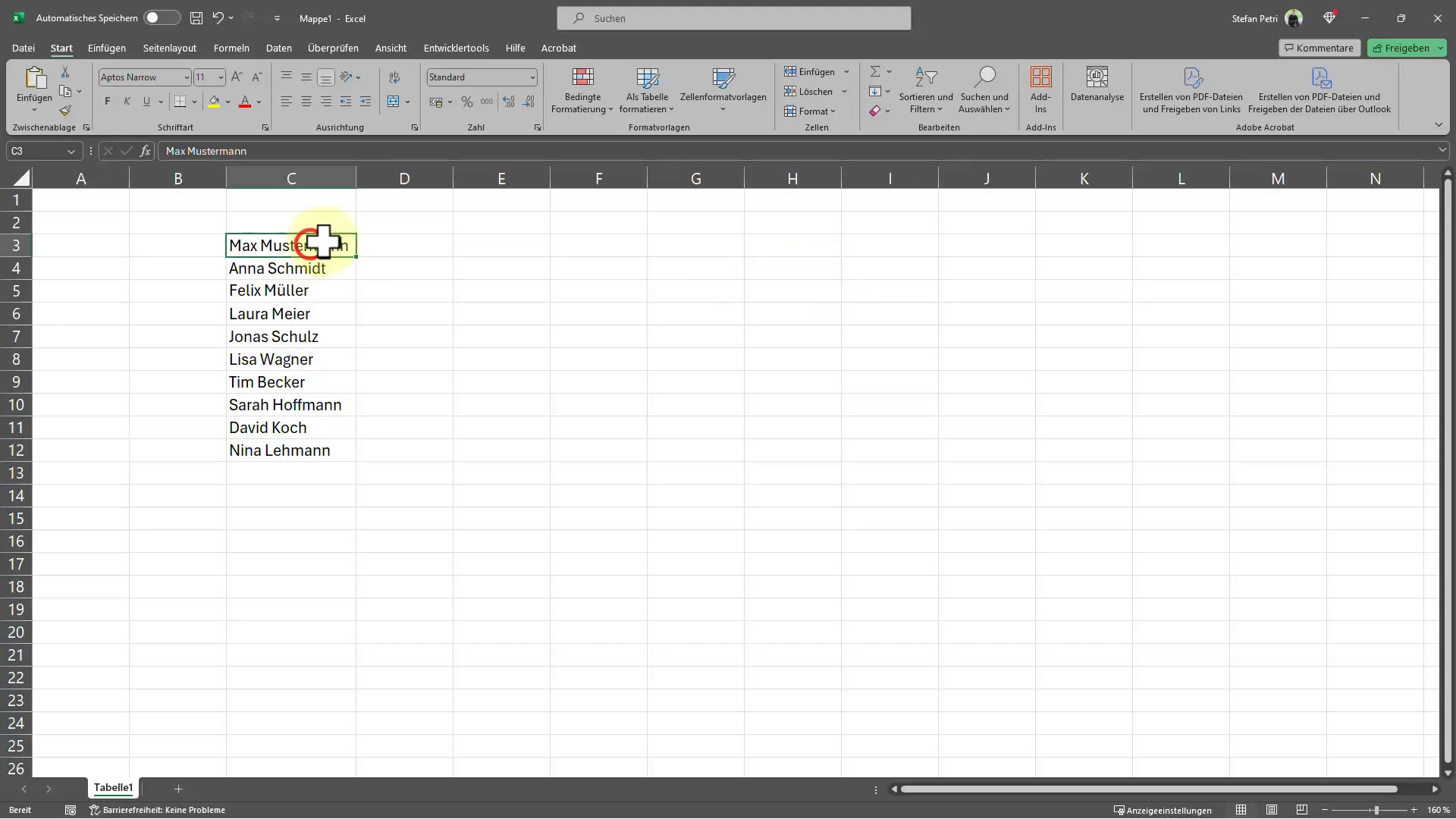 Effizientes Einfügen von Doppelpunkten in Excel