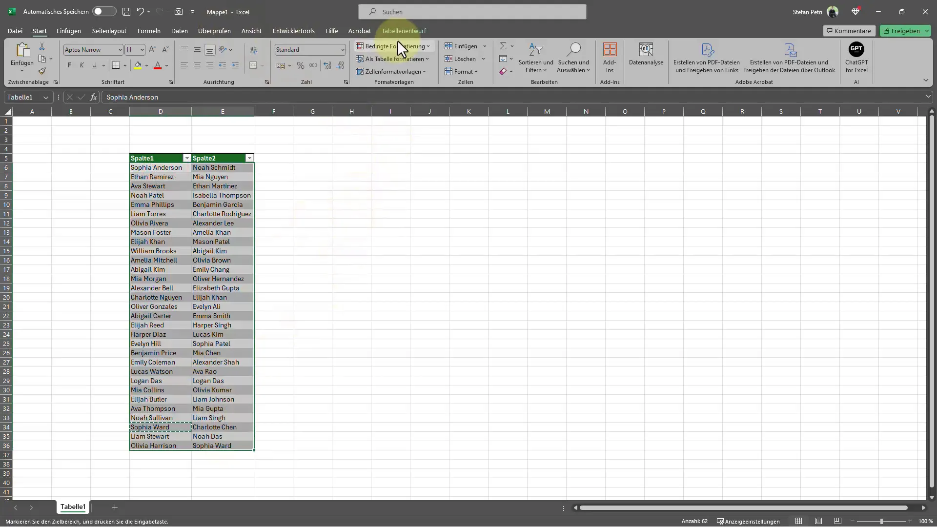 Excel'de iki kat değerlerin hızlı tanımlanması