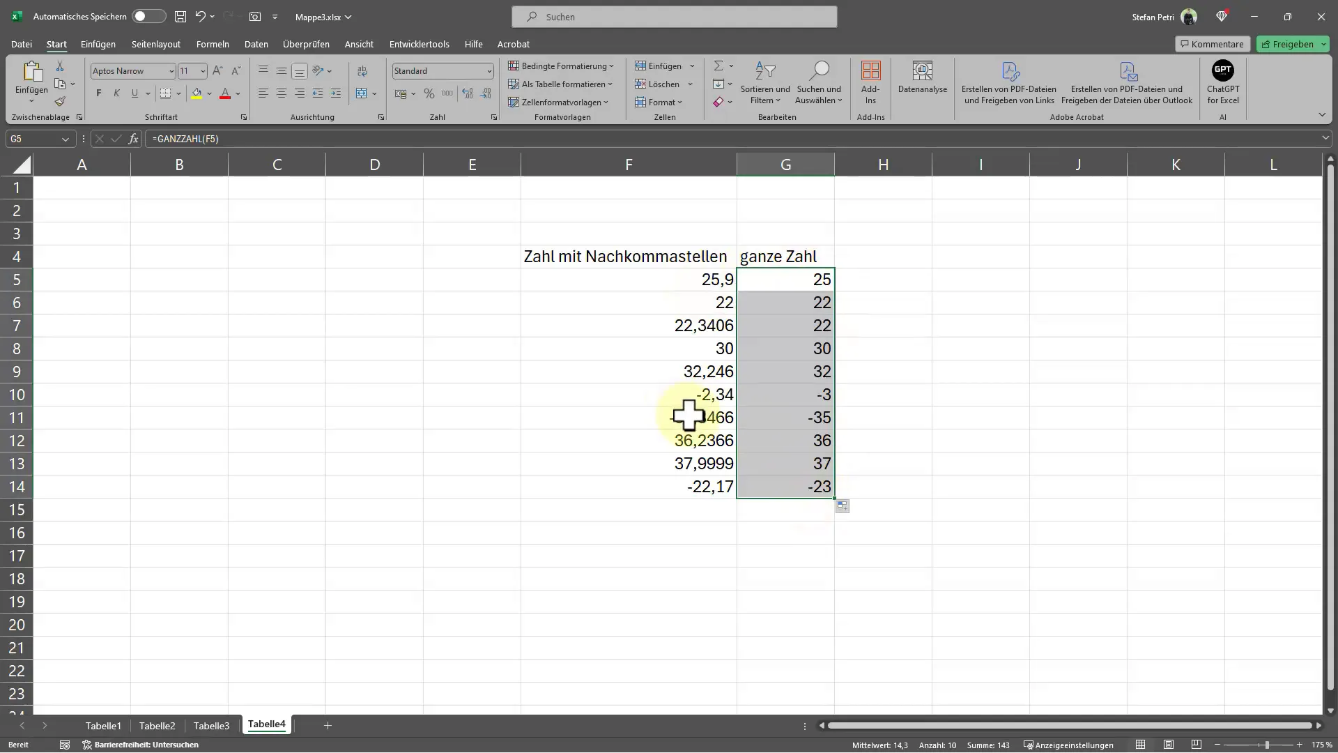 Integers without decimal places in Excel - This is how it works