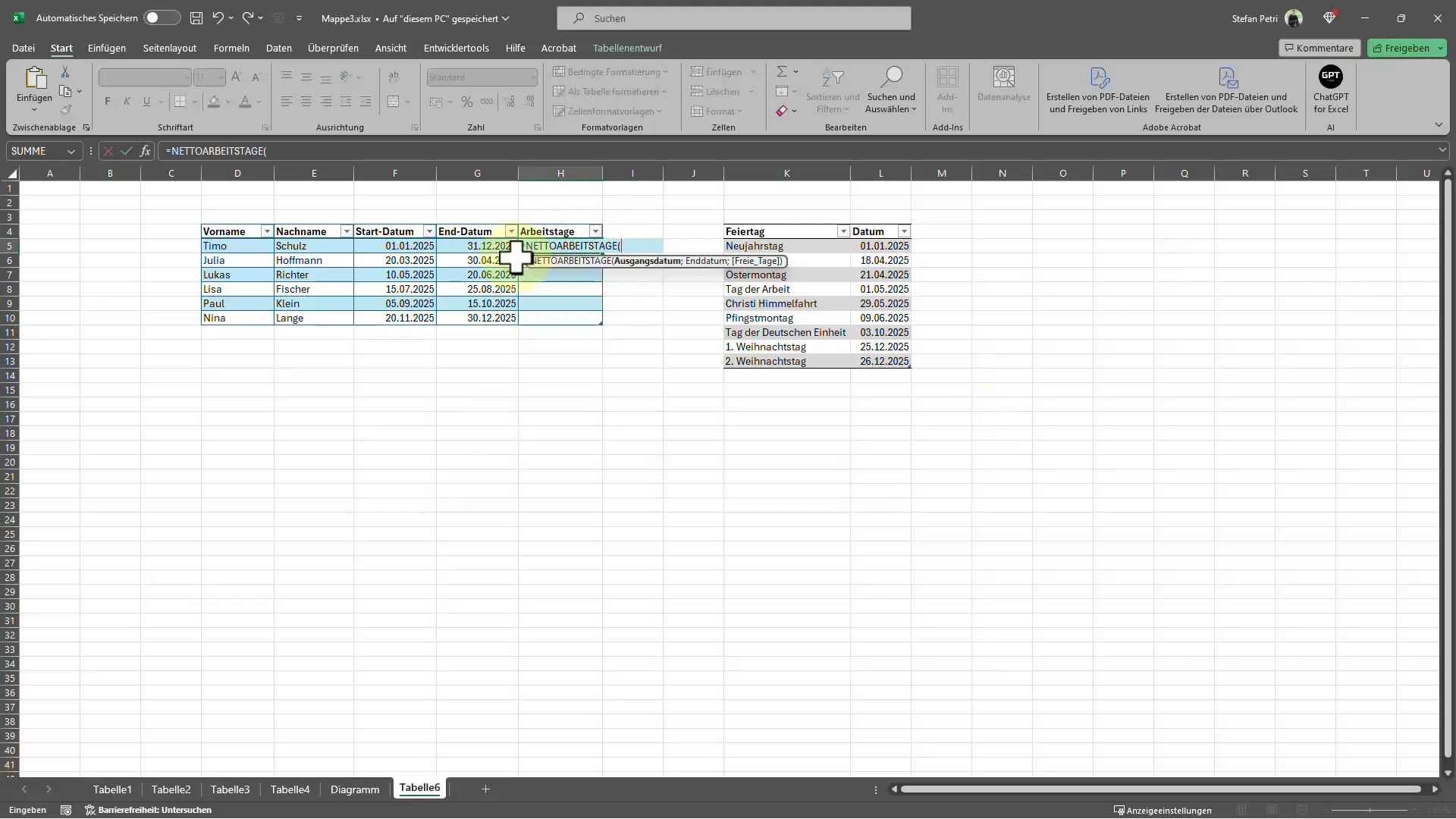 Erstelle deine Nettoarbeitstage-Berechnung in Excel: Eine Schritt-für-Schritt-Anleitung