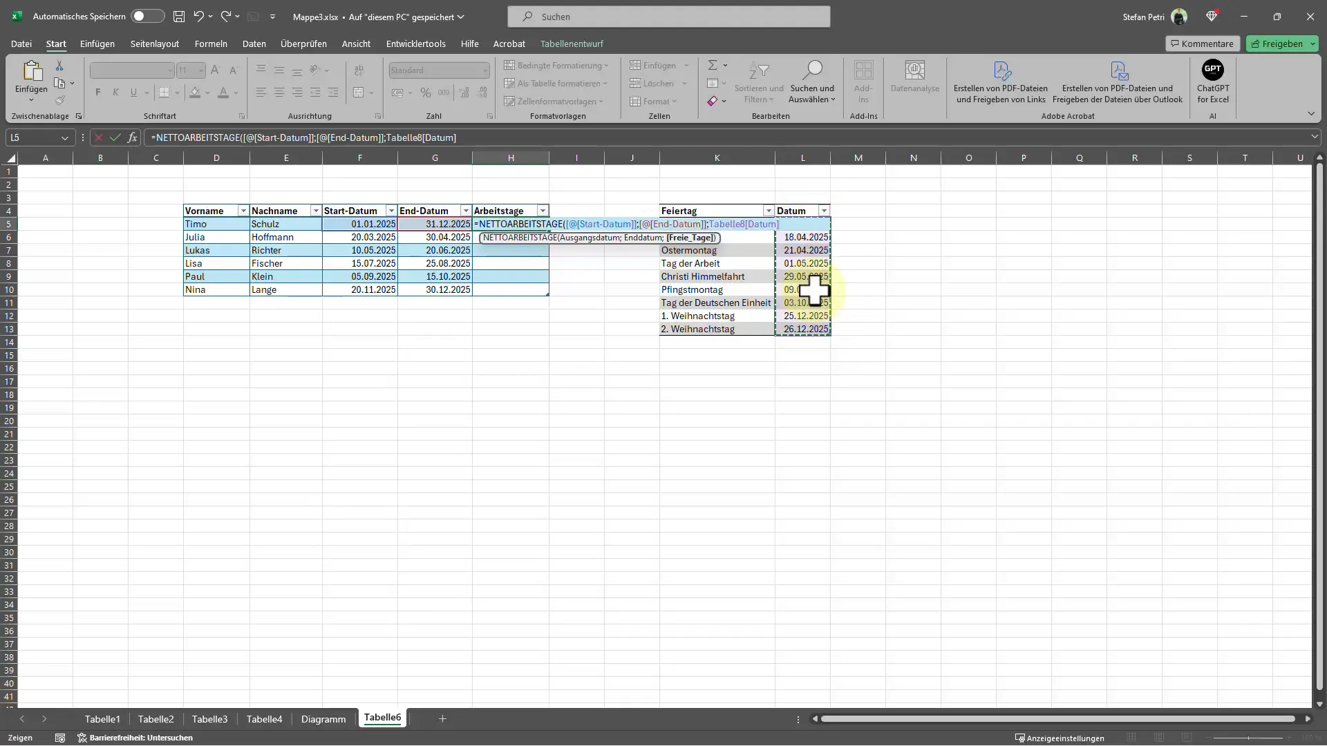 Erstelle deine Nettoarbeitstage-Berechnung in Excel: Eine Schritt-für-Schritt-Anleitung