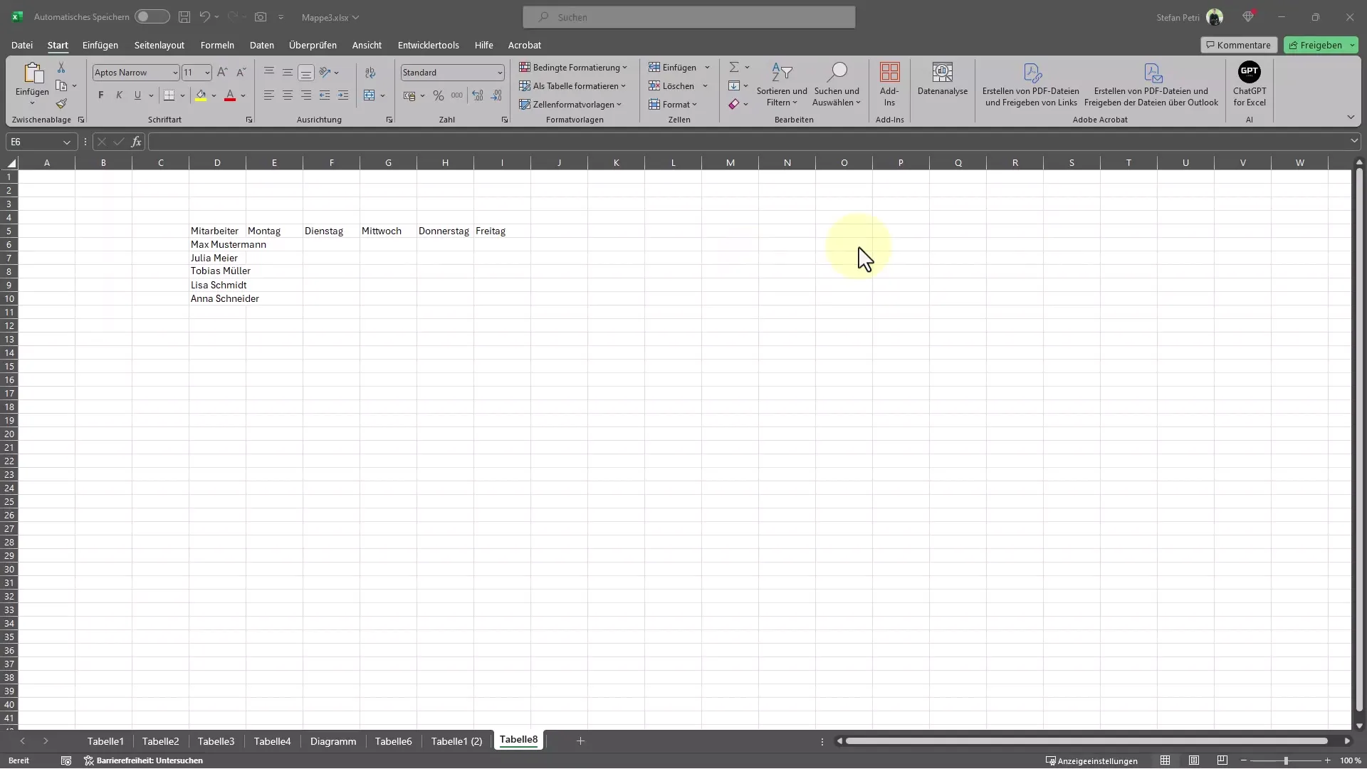 Enkel veiledning for automatisk tabellramme i Excel