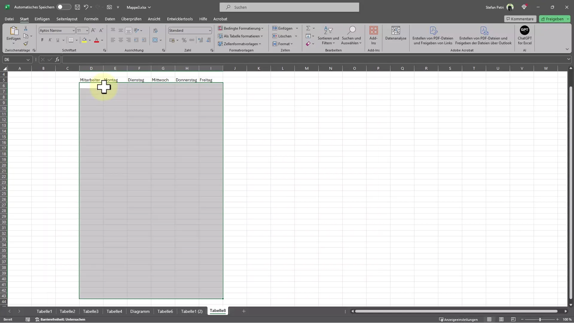 Simple guide to automatic framing in Excel