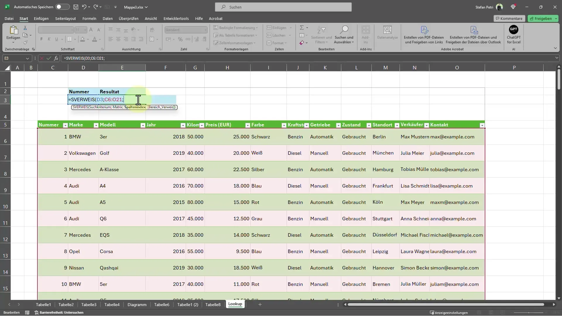 Excel Tips: Fast data retrieval with the VLOOKUP function