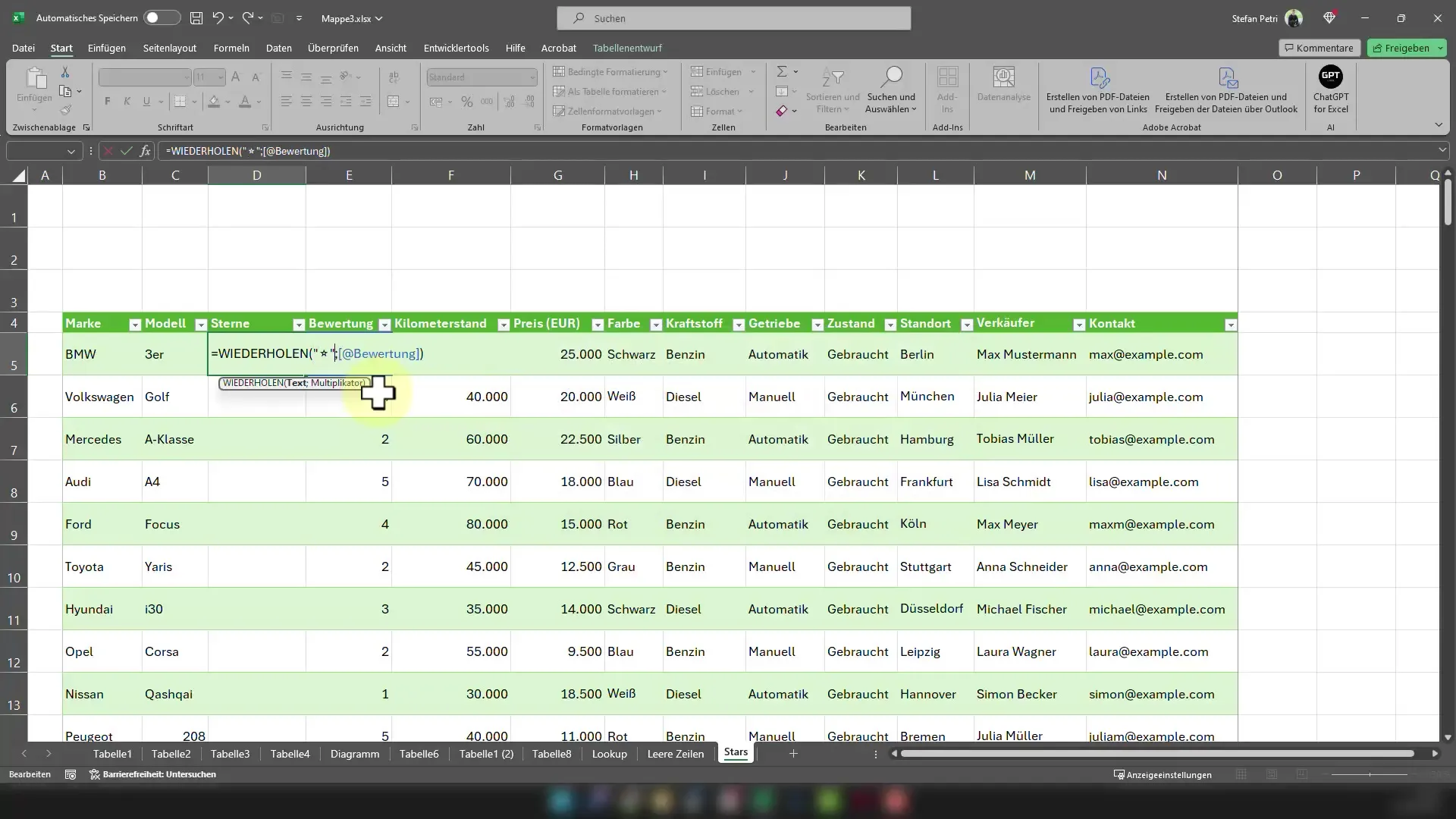 Afficher des étoiles de notation dans Excel - Voici comment faire !