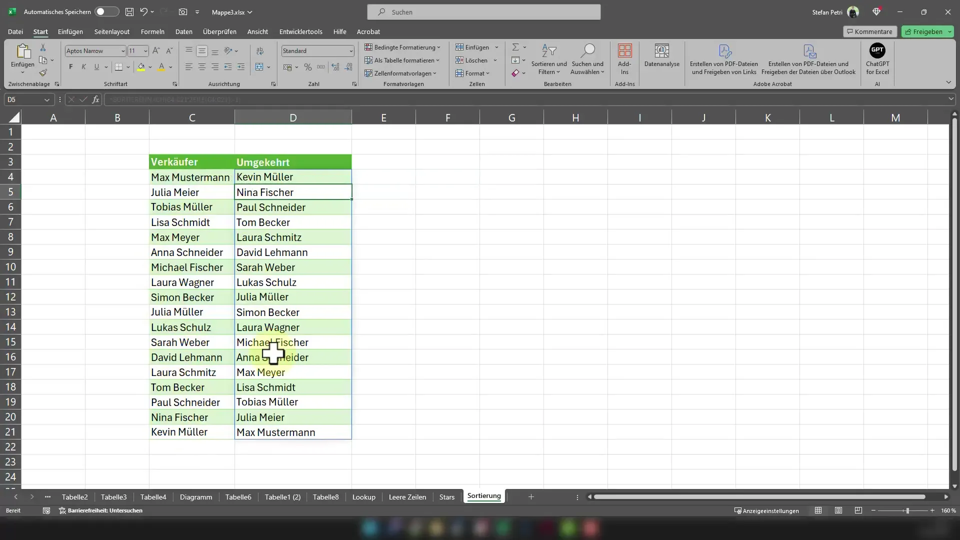 Anleitung zur umgekehrten Datensortierung in Excel