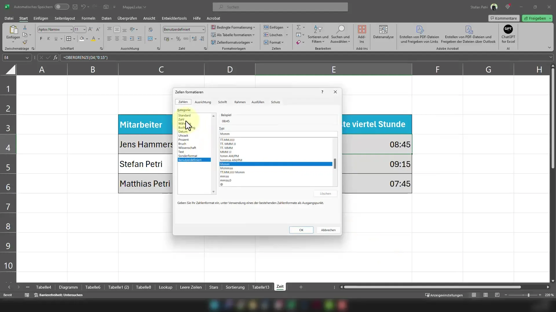 Excel-Uhrzeiten einfach aufrunden – so geht's!