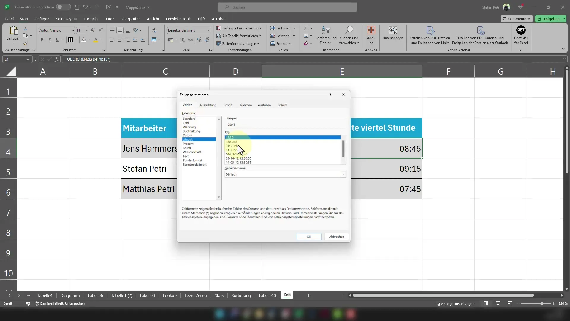 Excel-Uhrzeiten einfach aufrunden – so geht's!