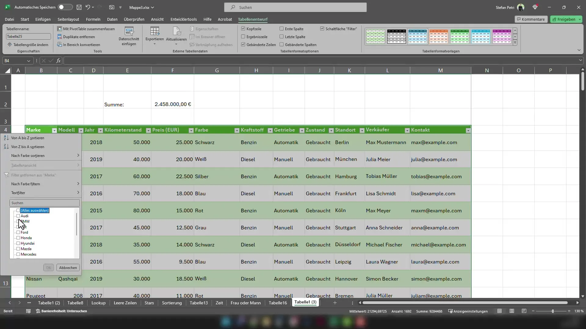 Excel-Tipps: Korrekte Summe bilden, auch bei gefilterten Daten