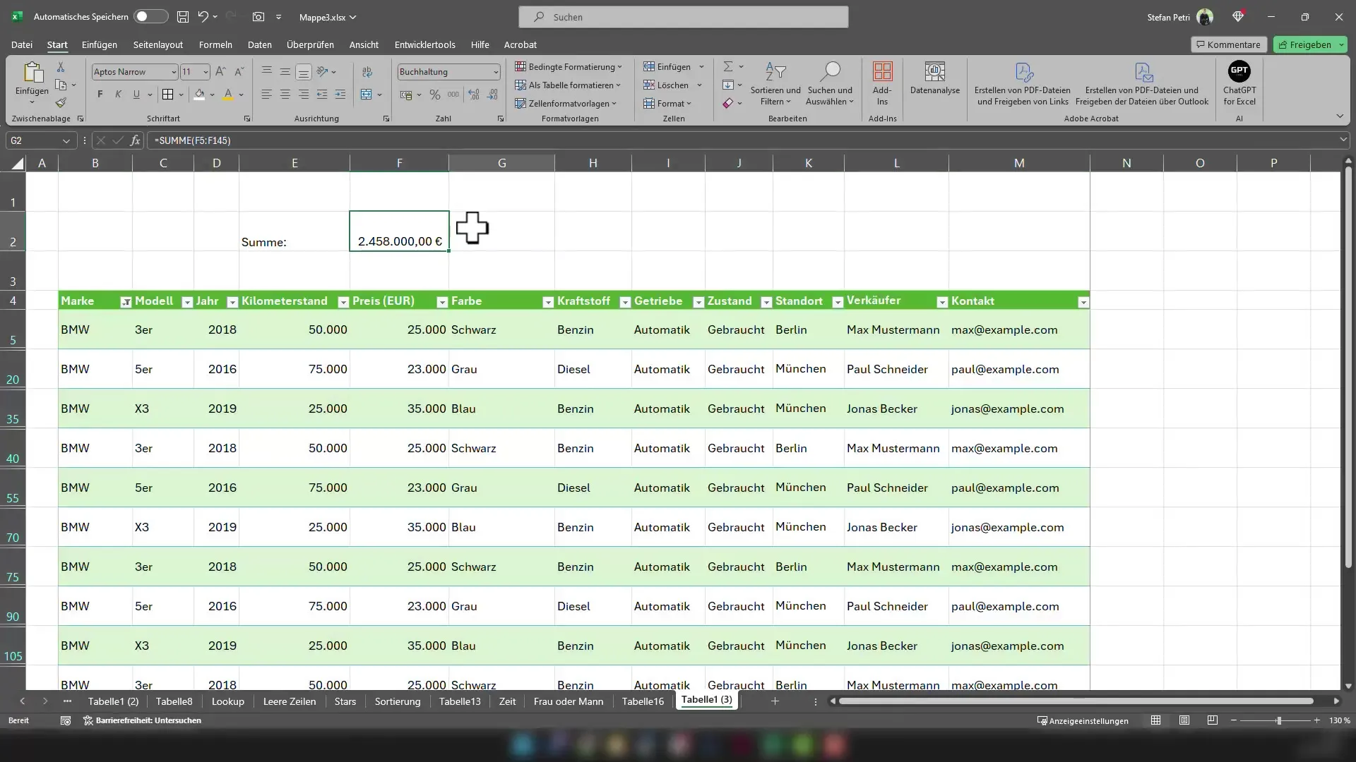 Excel-Tipps: Korrekte Summe bilden, auch bei gefilterten Daten