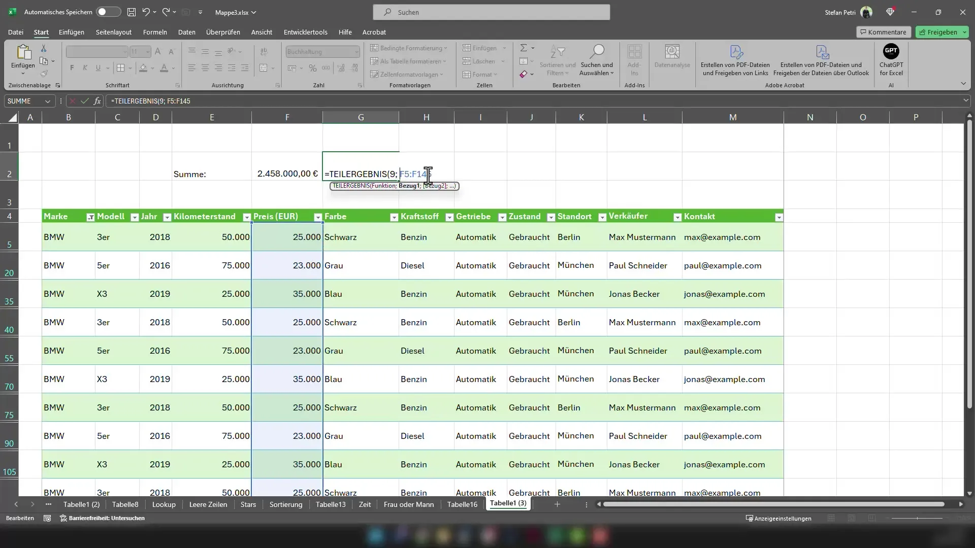 Excel-tips: Dann den korrekte summe beregne, også når dataene er filtreret