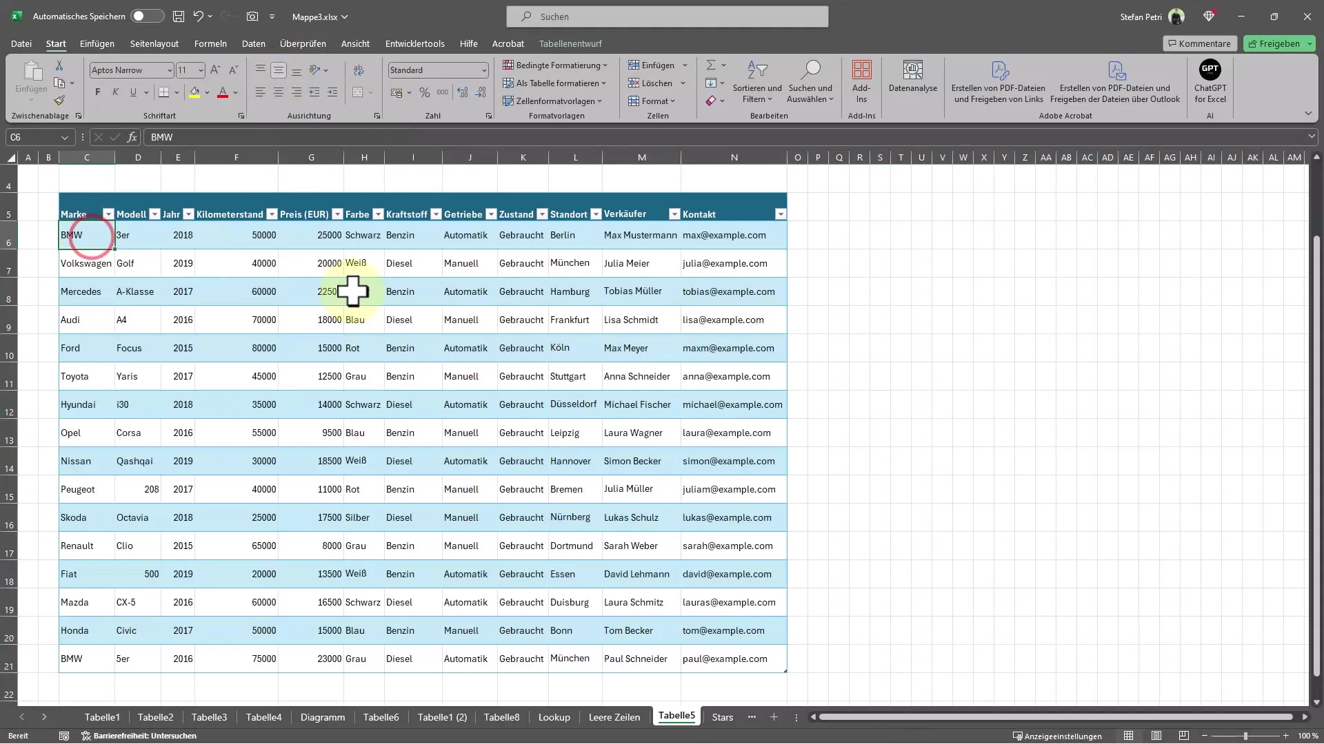 Excel-Tipps: Tabelle schnell modern formatieren