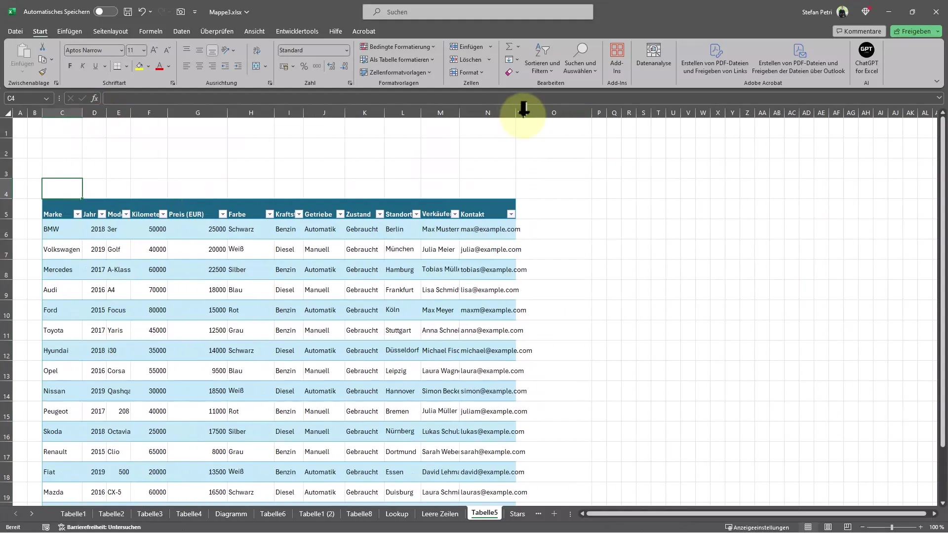 Excel-Tipps: Tabelle schnell modern formatieren