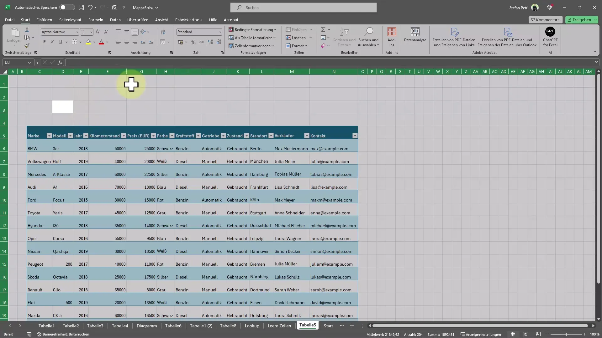 Excel-tips: Snabbt formatera tabellen med en modern design