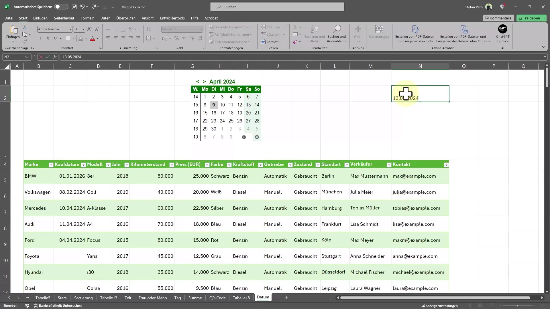 Praktische Excel-Tipps für die Datumseingabe mit Kalender