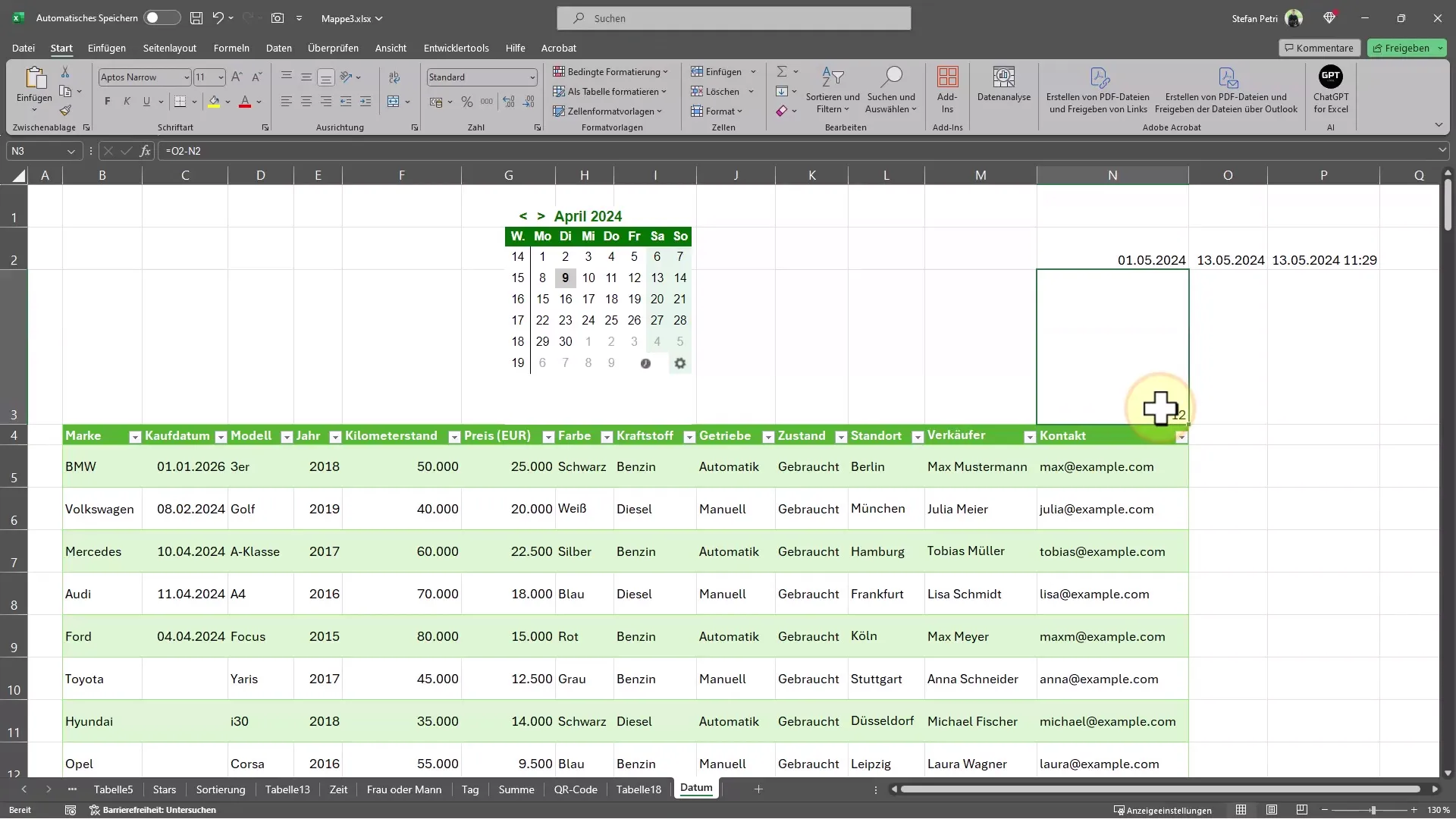 Praktische Excel-Tipps für die Datumseingabe mit Kalender