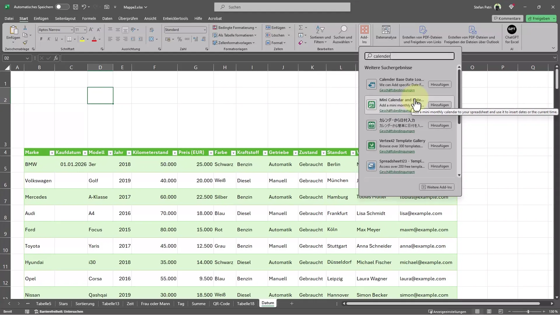 Conseils pratiques Excel pour la saisie de dates avec calendrier