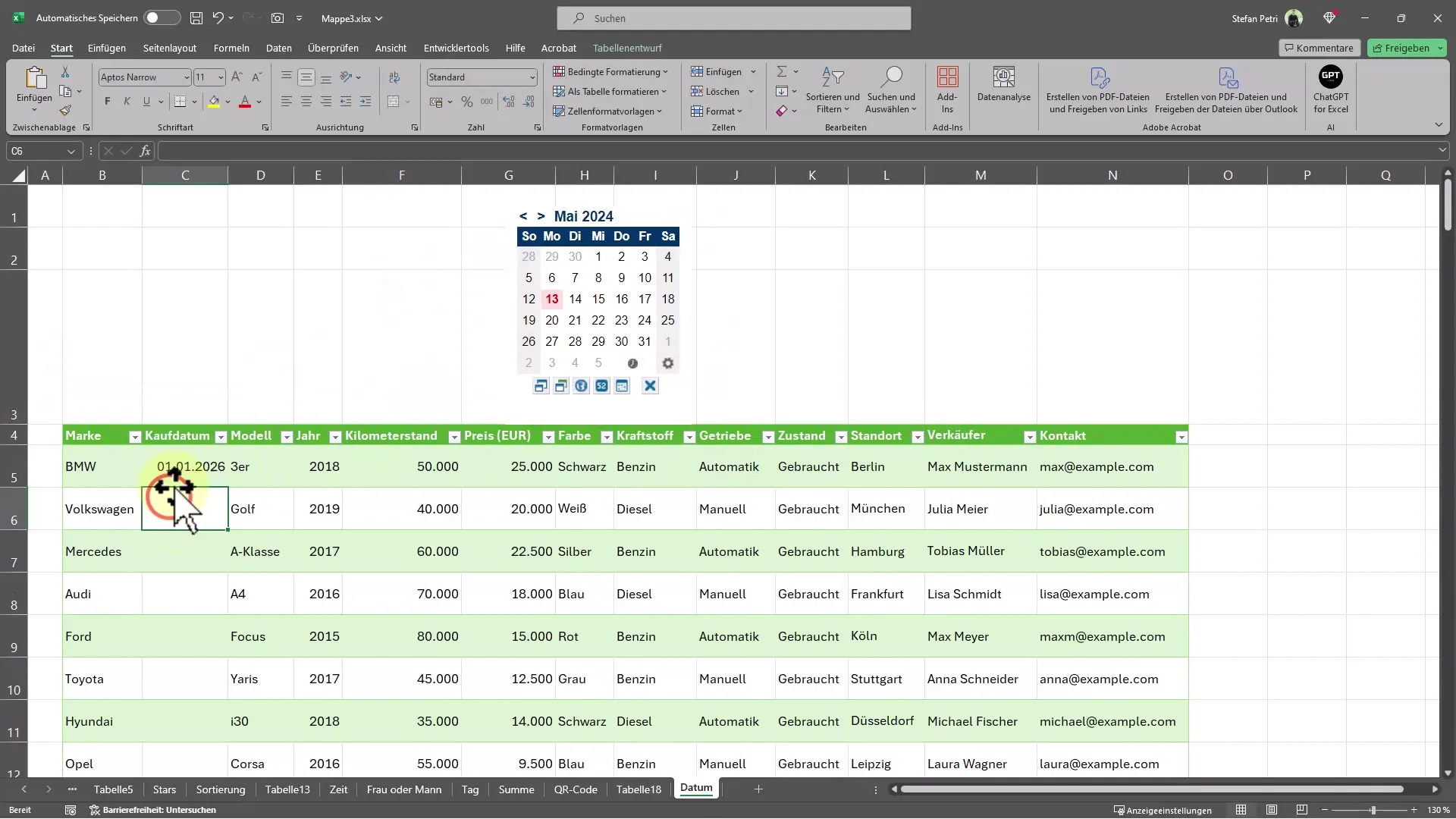 Praktiske Excel-tips for datoinntasting med kalender