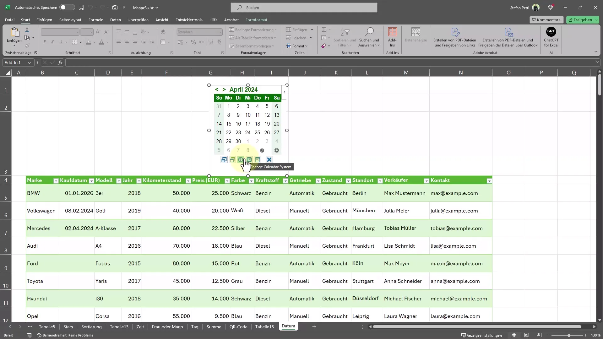 Praktiske Excel-tips for datoinntasting med kalender