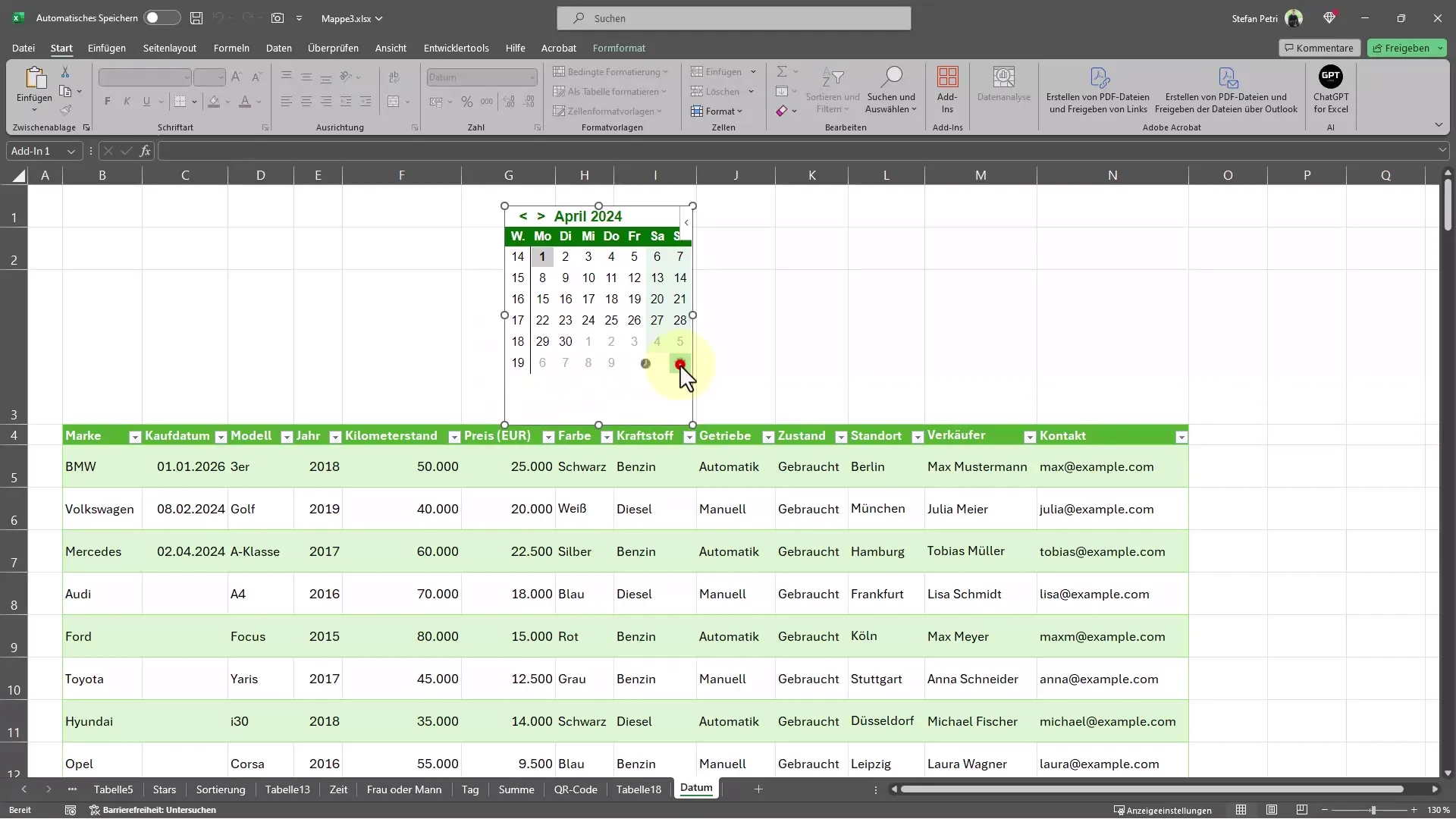 Praktiske Excel-tips for datoinntasting med kalender