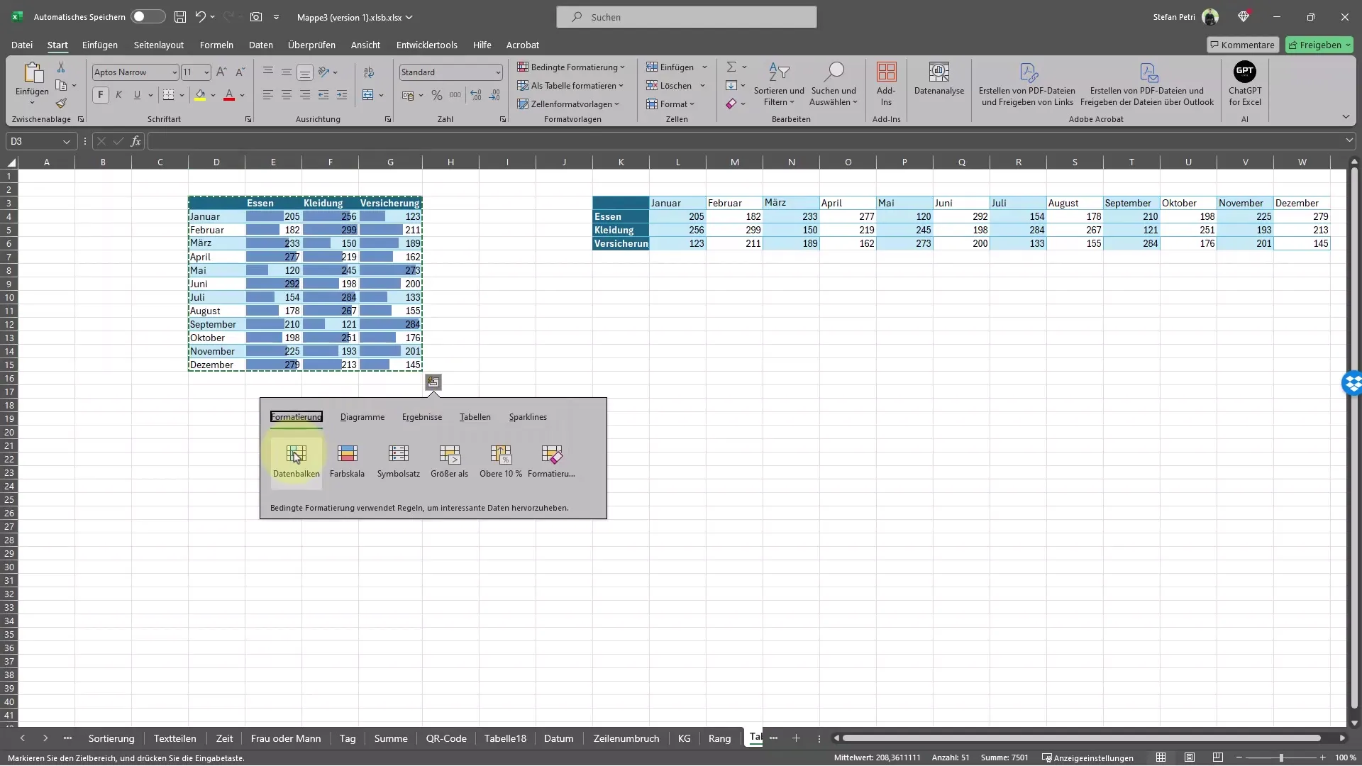 Zeilen und Spalten mit Excel schnell tauschen