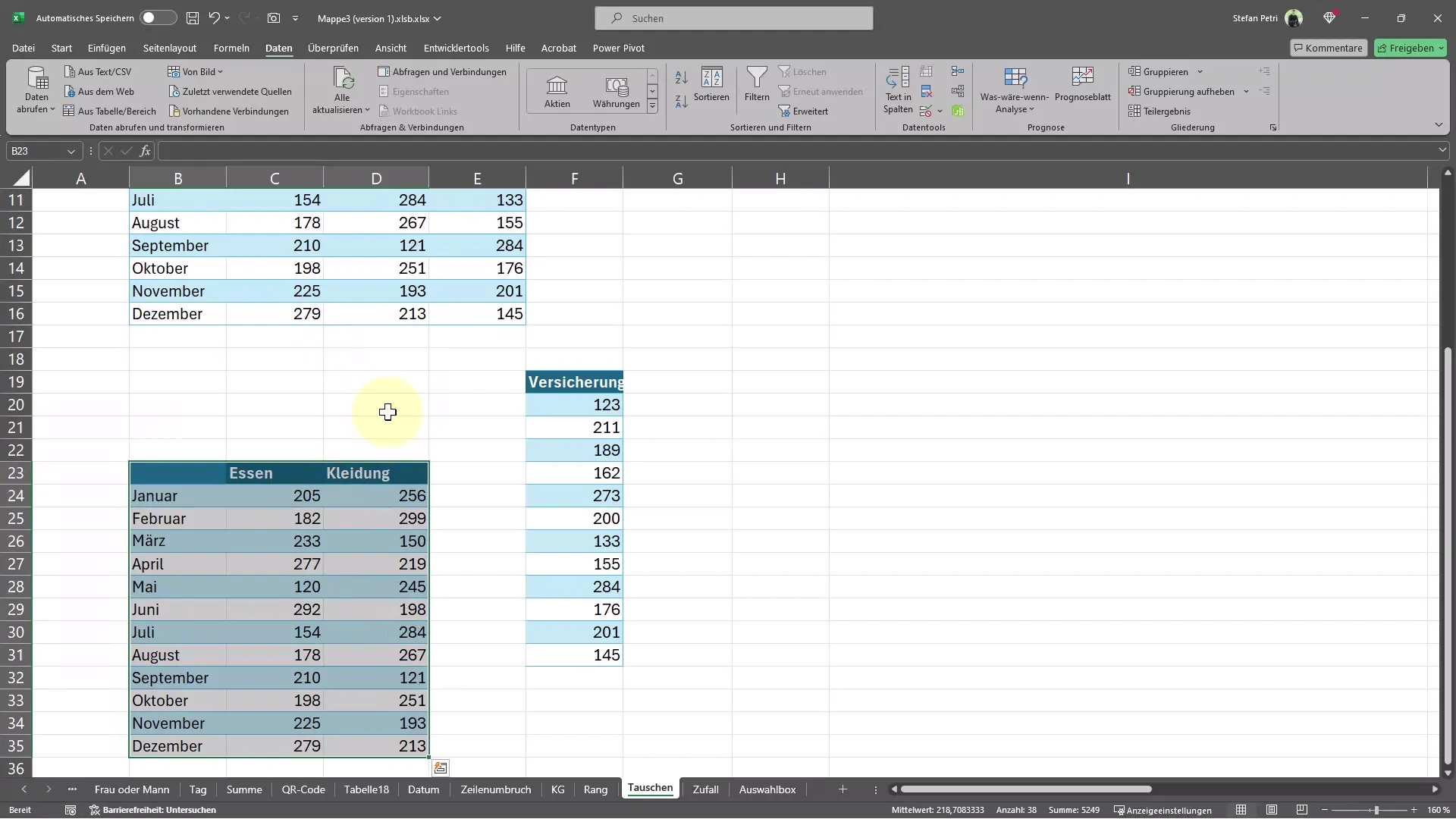 Schnelles Verschieben und Kopieren von Tabellen in Excel