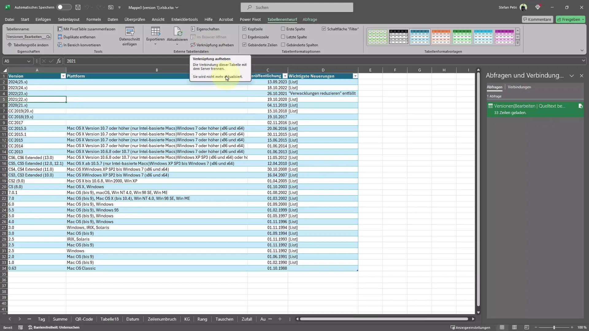 Integrate data automatically from the internet into Excel