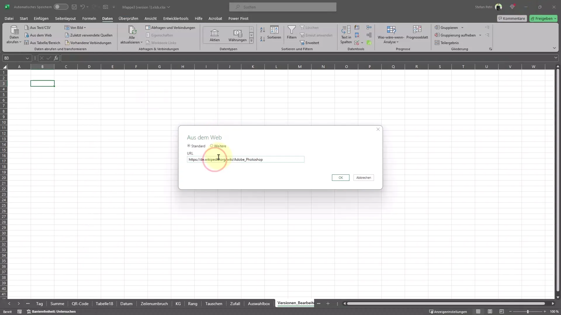 Integrarea automată a datelor din internet în Excel