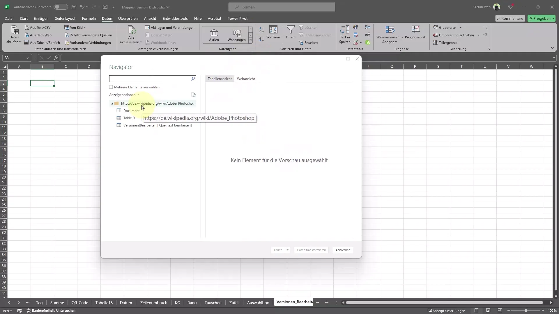 Daten automatisiert aus dem Internet in Excel integrieren