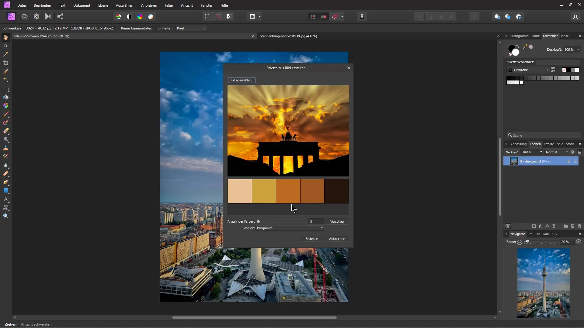 Transfer color scheme of an image in Affinity Photo to another