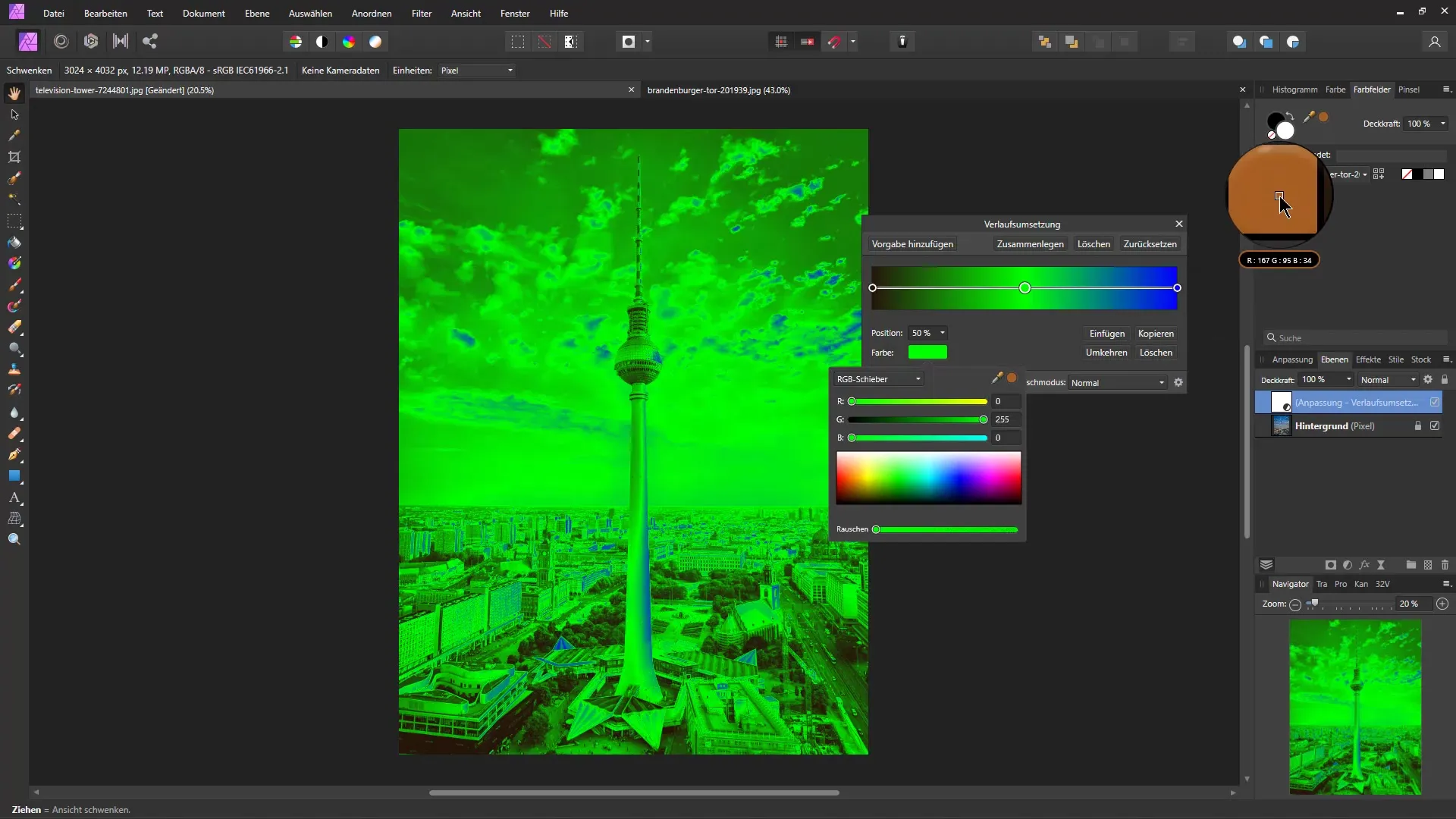 Mentransfer penampilan warna gambar di Affinity Photo ke gambar lain - Panduan