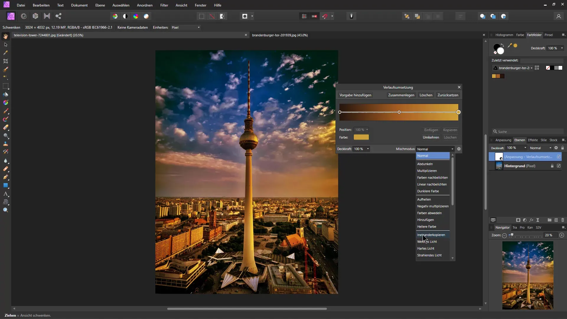 Mentransfer tampilan warna sebuah gambar di Affinity Photo ke gambar lain - Panduan