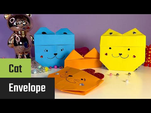 Preview image: Origami cat envelope: Instructions with video, photos, and description