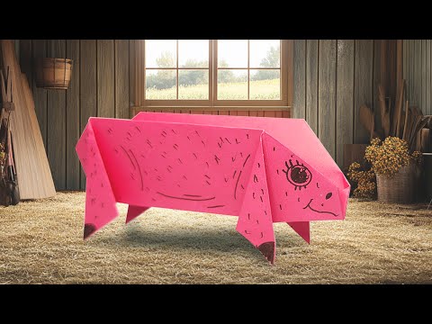 Preview image: Origami pig: Folding instructions with video and pictures